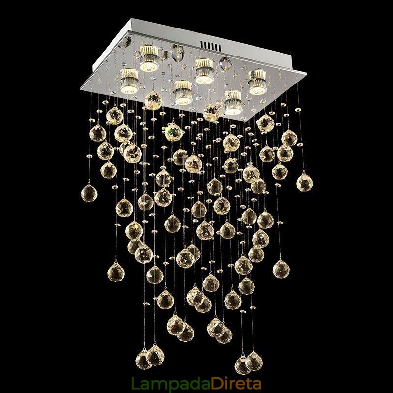 Lustre de cristal moderno com luz de teto embutida