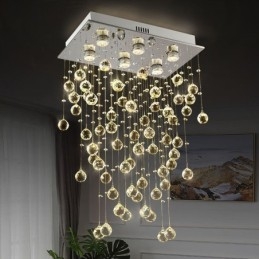 Lustre de cristal moderno com luz de teto embutida