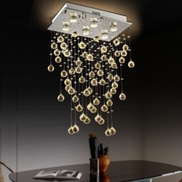 Lustre de cristal moderno com luz de teto embutida