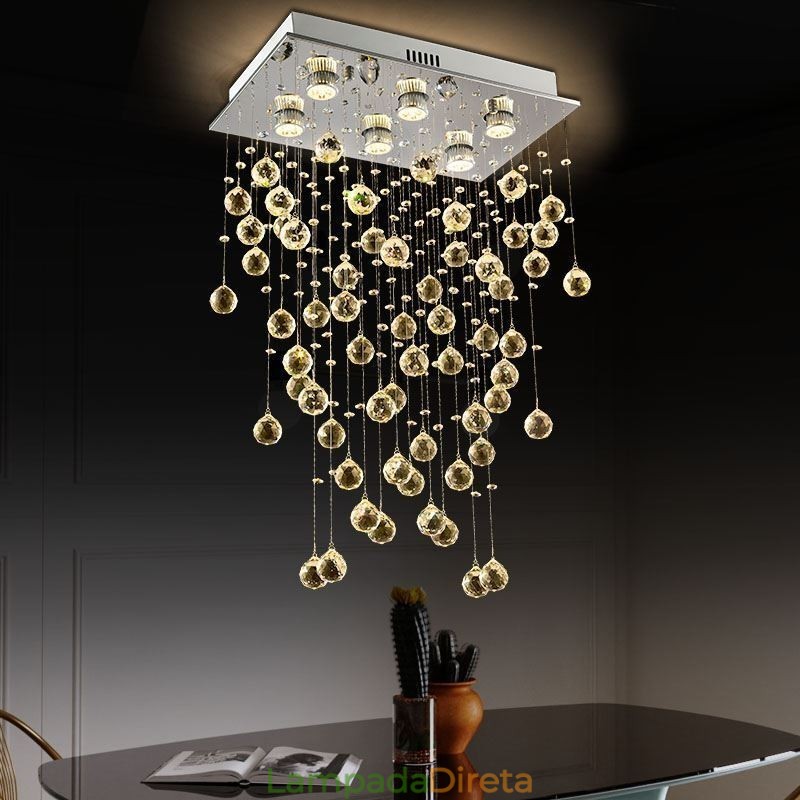 Lustre de cristal moderno com luz de teto embutida
