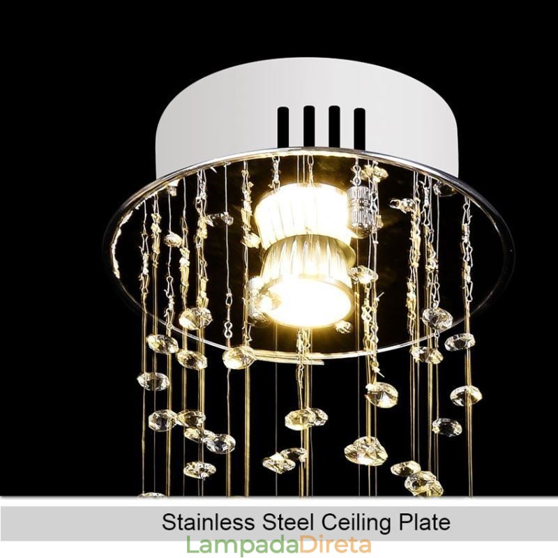 Lustre grande de luxo moderno de cristal embutido luminárias de teto