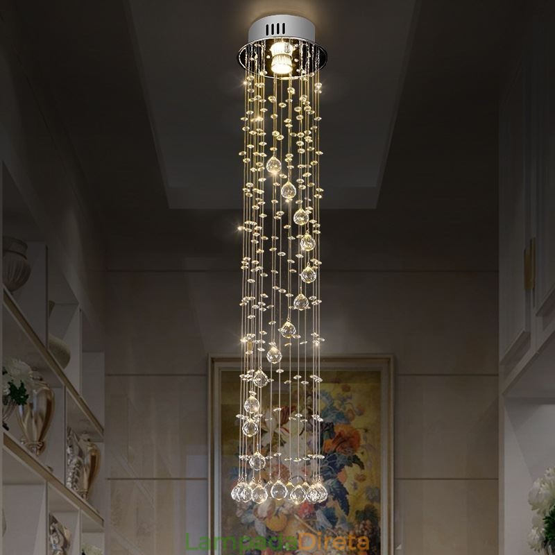 Lustre grande de luxo moderno de cristal embutido luminárias de teto