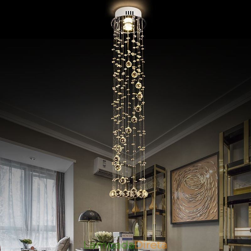Lustre grande de luxo moderno de cristal embutido luminárias de teto