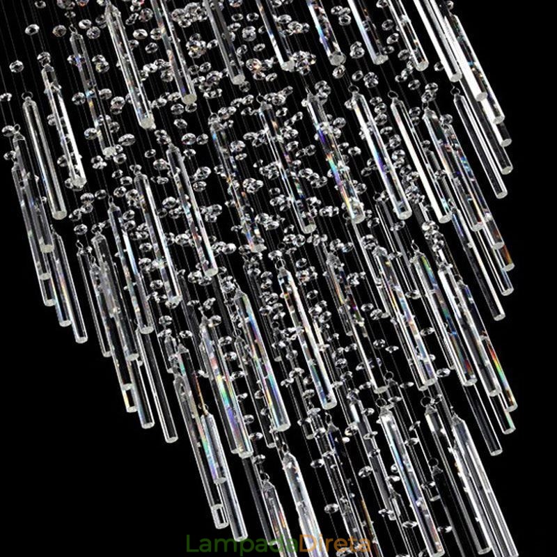 Lustre de cristal quadrado moderno Luminária de teto elegante contemporânea Escada duplex