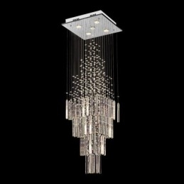 Lustre de cristal quadrado moderno Luminária de teto elegante contemporânea Escada duplex