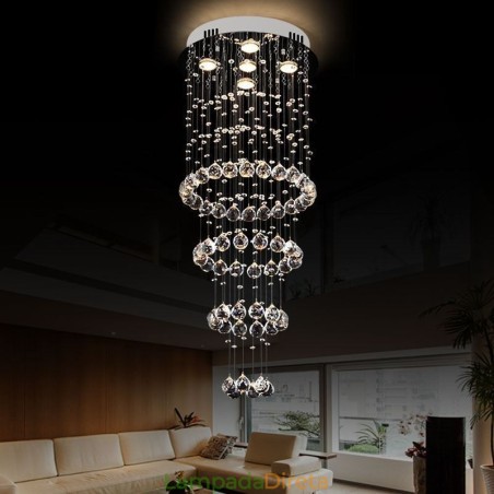 Lustre de cristal contemporâneo elegante luminária de teto duplex escada Lustre de cristal contemporâneo elegante luminária de teto duplex escada