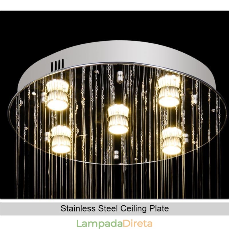 Lustre de cristal contemporâneo elegante luminária de teto duplex escada