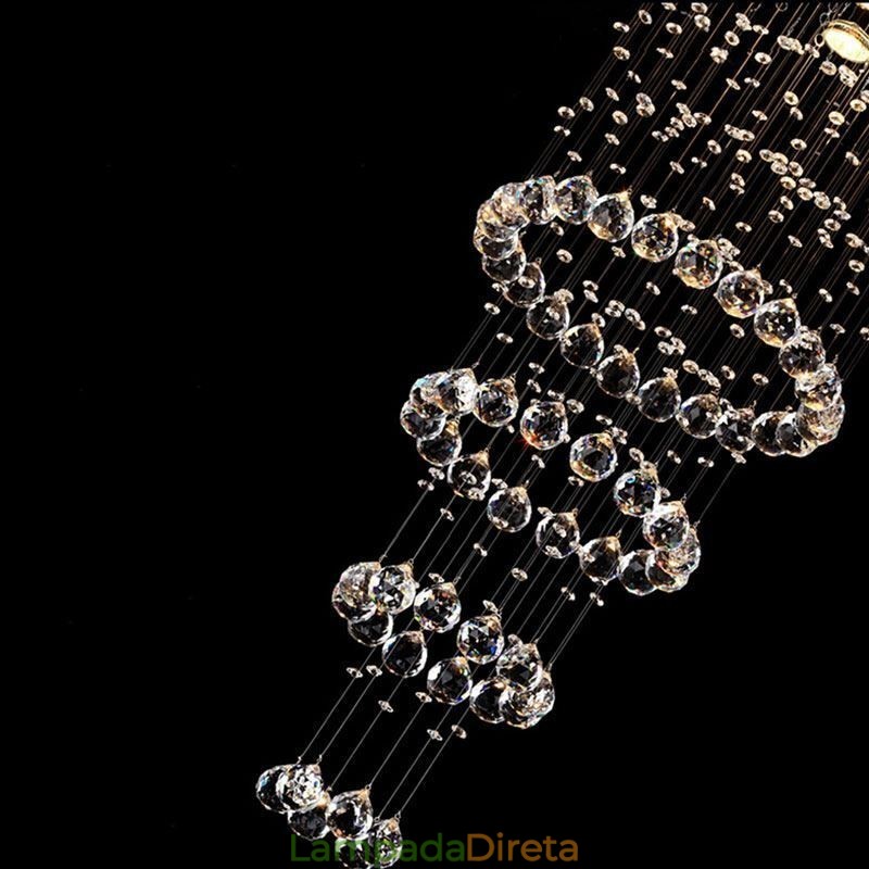 Lustre de cristal contemporâneo elegante luminária de teto duplex escada