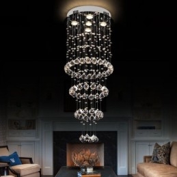 Lustre de cristal contemporâneo elegante luminária de teto duplex escada