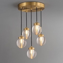 Luminária pendente de cluster americana, luminária de teto luxuosa de bola de vidro