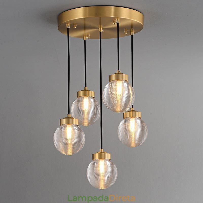 Luminária pendente de cluster americana, luminária de teto luxuosa de bola de vidro