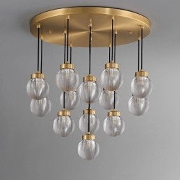 Luminária pendente de cluster americana, luminária de teto luxuosa de bola de vidro