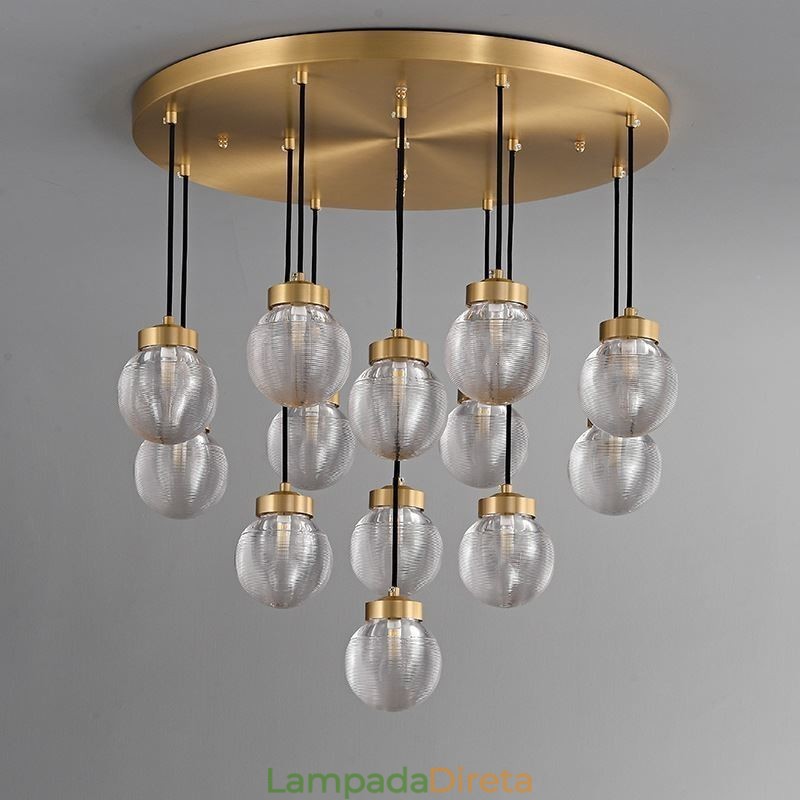 Luminária pendente de cluster americana, luminária de teto luxuosa de bola de vidro