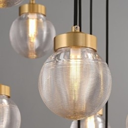 Luminária pendente de cluster americana, luminária de teto luxuosa de bola de vidro