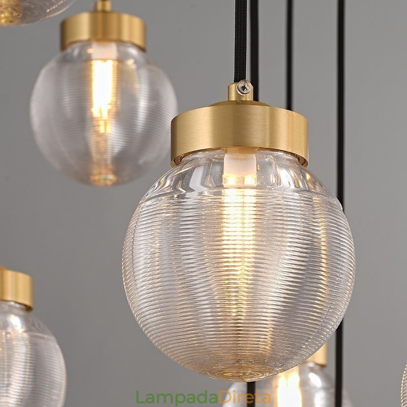 Luminária pendente de cluster americana, luminária de teto luxuosa de bola de vidro