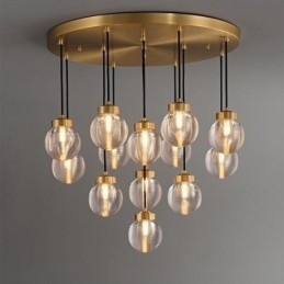 Luminária pendente de cluster americana, luminária de teto luxuosa de bola de vidro