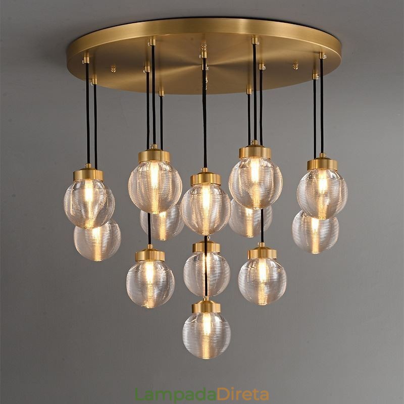 Luminária pendente de cluster americana, luminária de teto luxuosa de bola de vidro