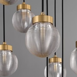 Luminária pendente de cluster americana, luminária de teto luxuosa de bola de vidro