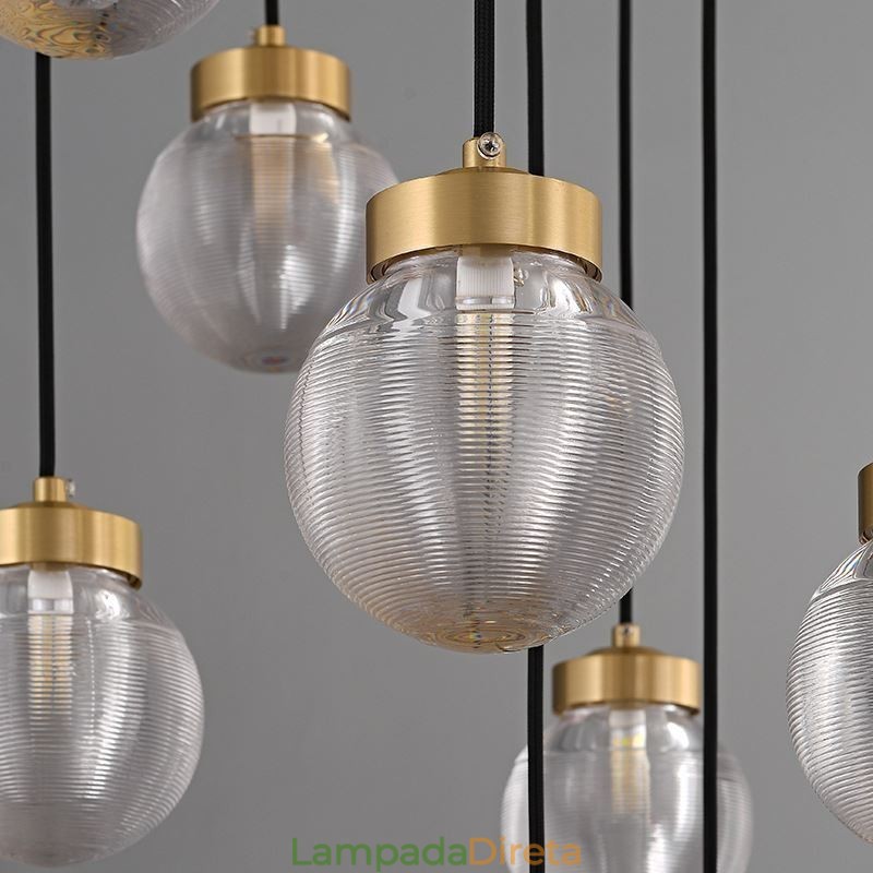 Luminária pendente de cluster americana, luminária de teto luxuosa de bola de vidro