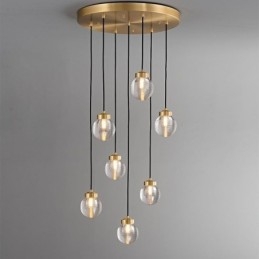 Luminária pendente de cluster americana, luminária de teto luxuosa de bola de vidro