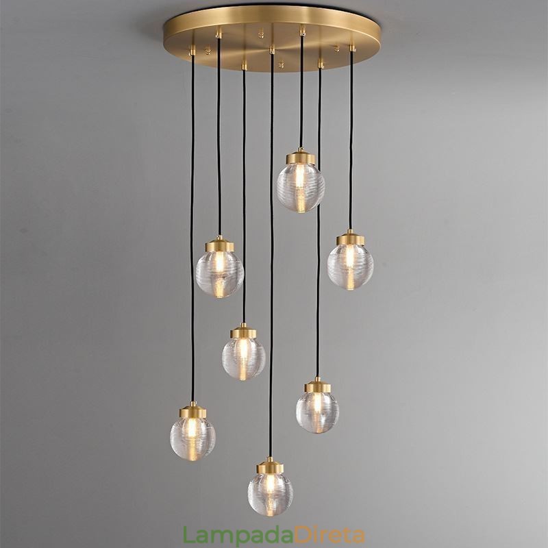 Luminária pendente de cluster americana, luminária de teto luxuosa de bola de vidro