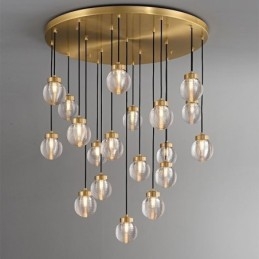 Luminária pendente de cluster americana, luminária de teto luxuosa de bola de vidro