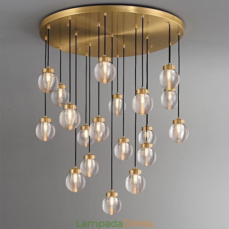 Luminária pendente de cluster americana, luminária de teto luxuosa de bola de vidro