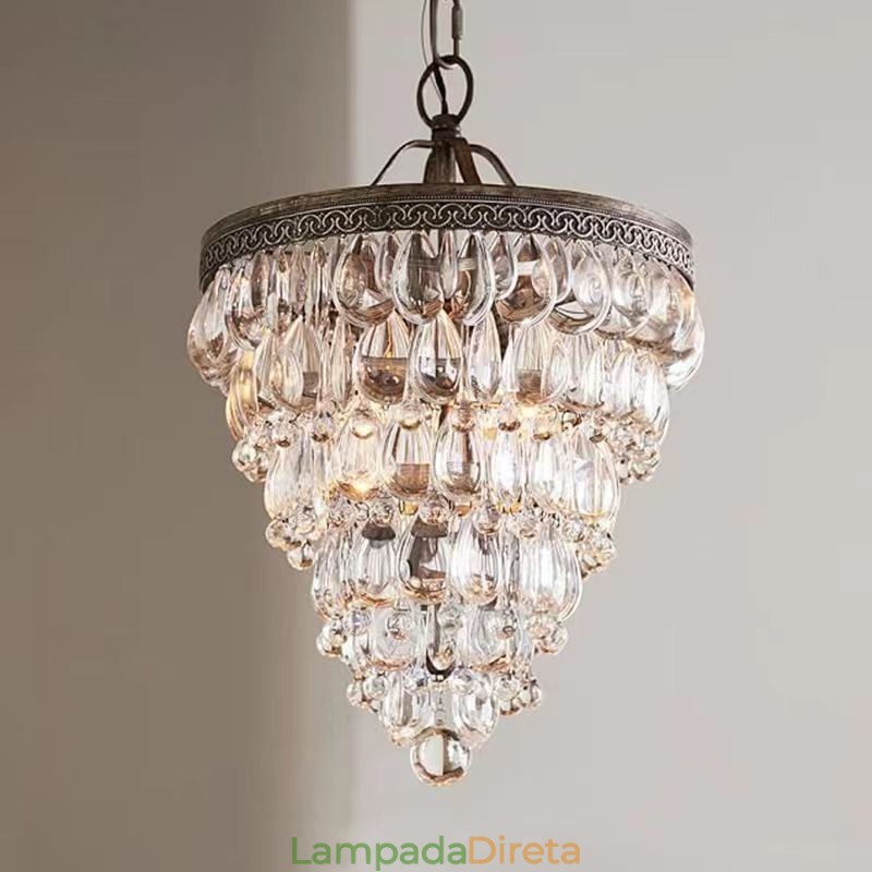 American Crystal Ceiling Light Luz pendente redonda retrô country