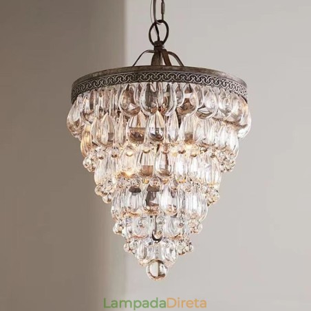 American Crystal Ceiling Light Luz pendente redonda retrô country American Crystal Ceiling Light Luz pendente redonda retrô country