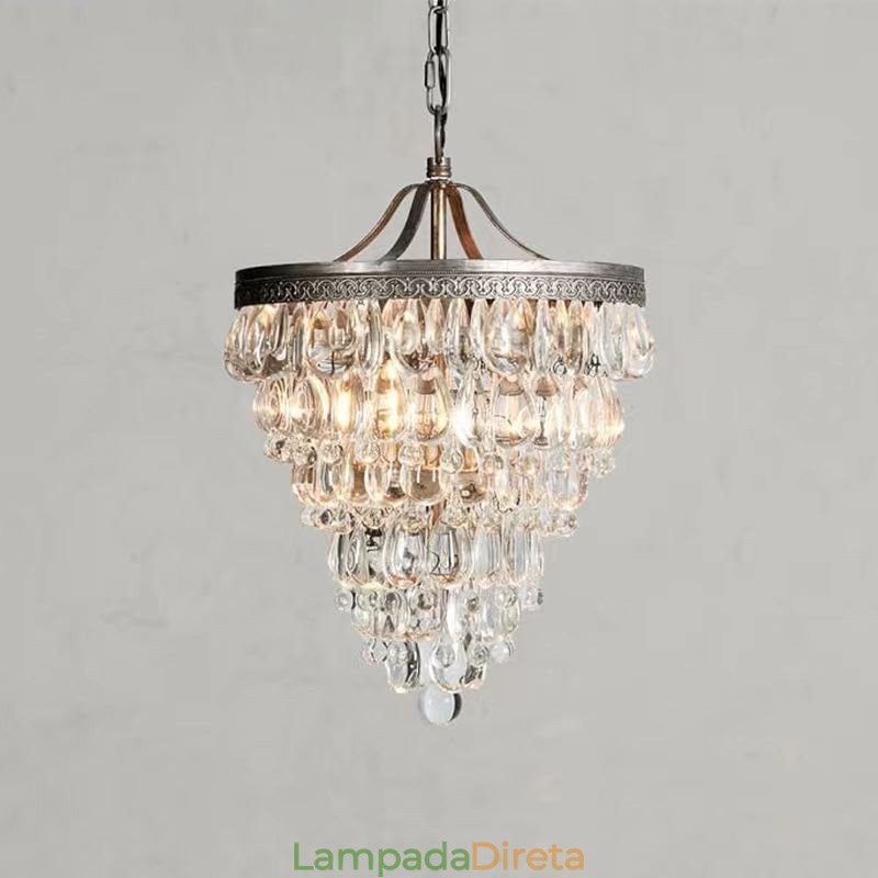 American Crystal Ceiling Light Luz pendente redonda retrô country