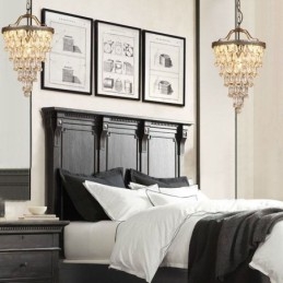 American Crystal Ceiling Light Luz pendente redonda retrô country