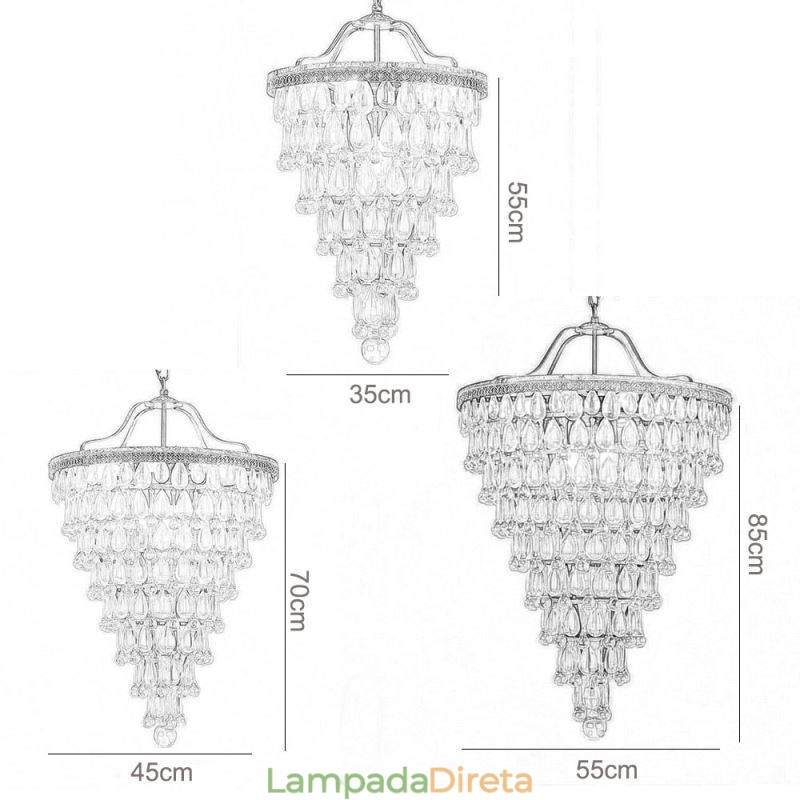 American Crystal Ceiling Light Luz pendente redonda retrô country