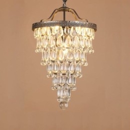 American Crystal Ceiling Light Luz pendente redonda retrô country
