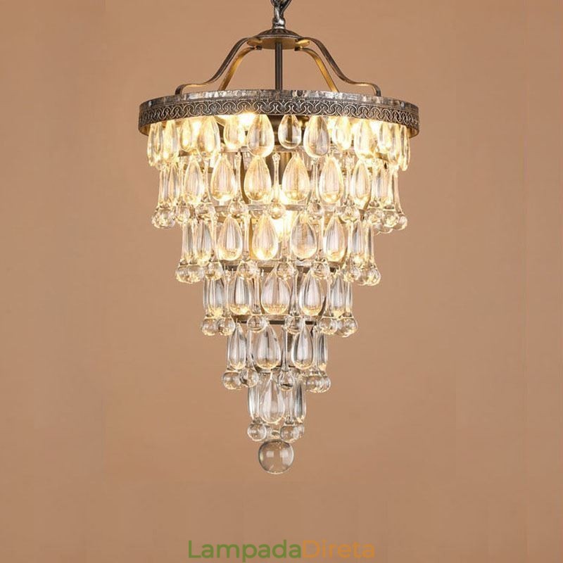 American Crystal Ceiling Light Luz pendente redonda retrô country