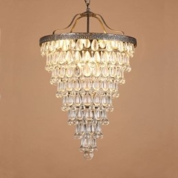 American Crystal Ceiling Light Luz pendente redonda retrô country