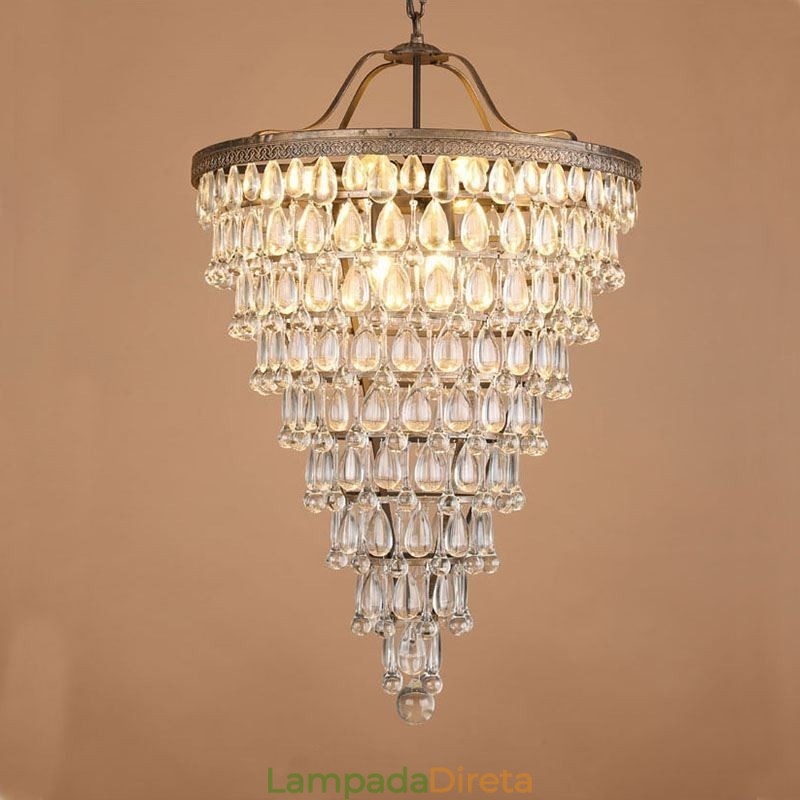 American Crystal Ceiling Light Luz pendente redonda retrô country