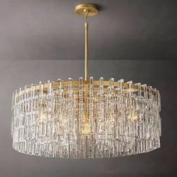 Luminária de teto americana de luxo em cristal, 60 cm