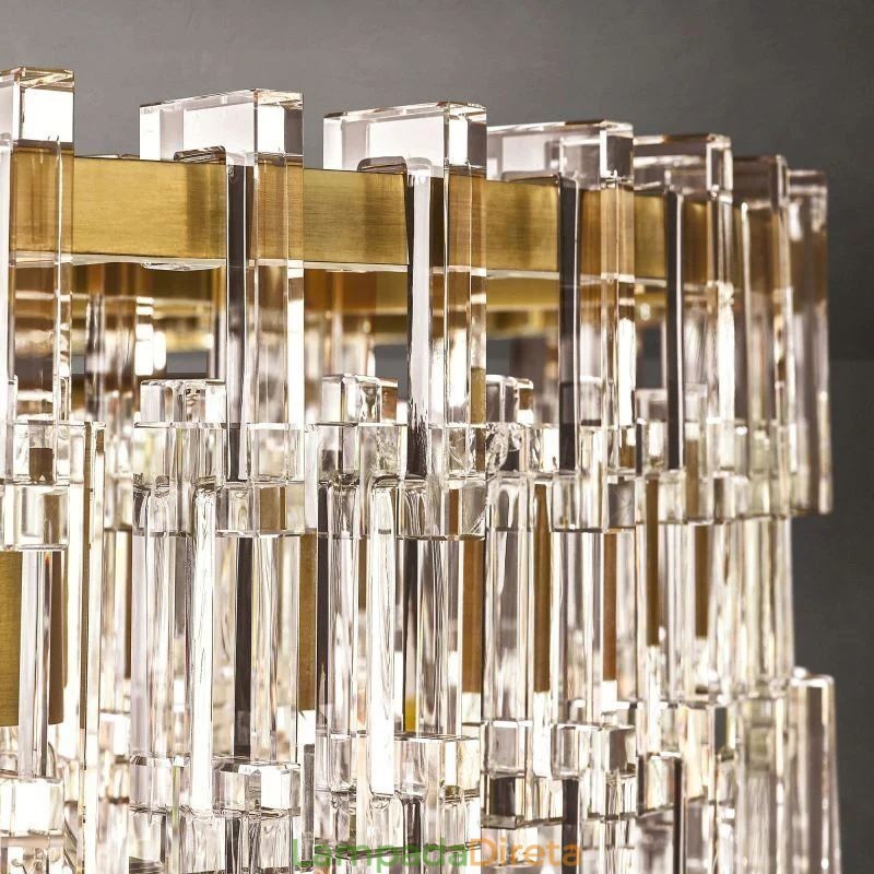 Luminária de teto americana de luxo em cristal, 60 cm