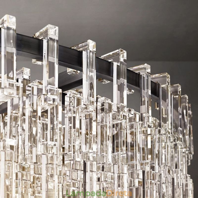 Luminária de teto americana de luxo em cristal, 60 cm