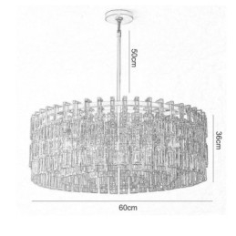 Luminária de teto americana de luxo em cristal, 60 cm