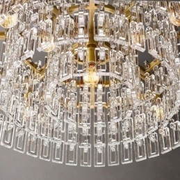 Luminária de teto americana de luxo em cristal, 60 cm
