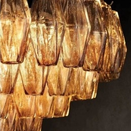 Luminária pendente americana de vidro, luminária de teto âmbar transparente, 90 cm, 14 luzes