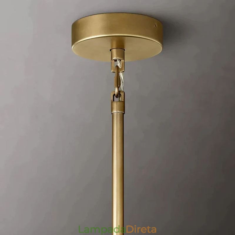 Luminária pendente americana de vidro, luminária de teto âmbar transparente, 90 cm, 14 luzes