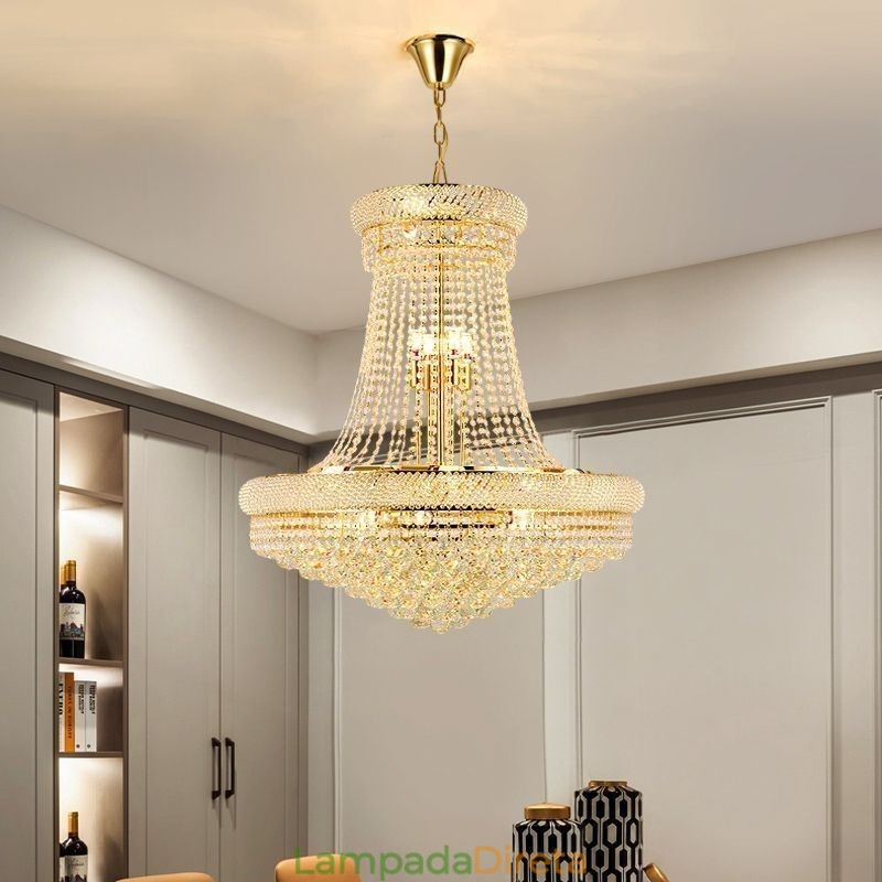 Luminária pendente de cristal moderna, luminária decorativa duplex para teto
