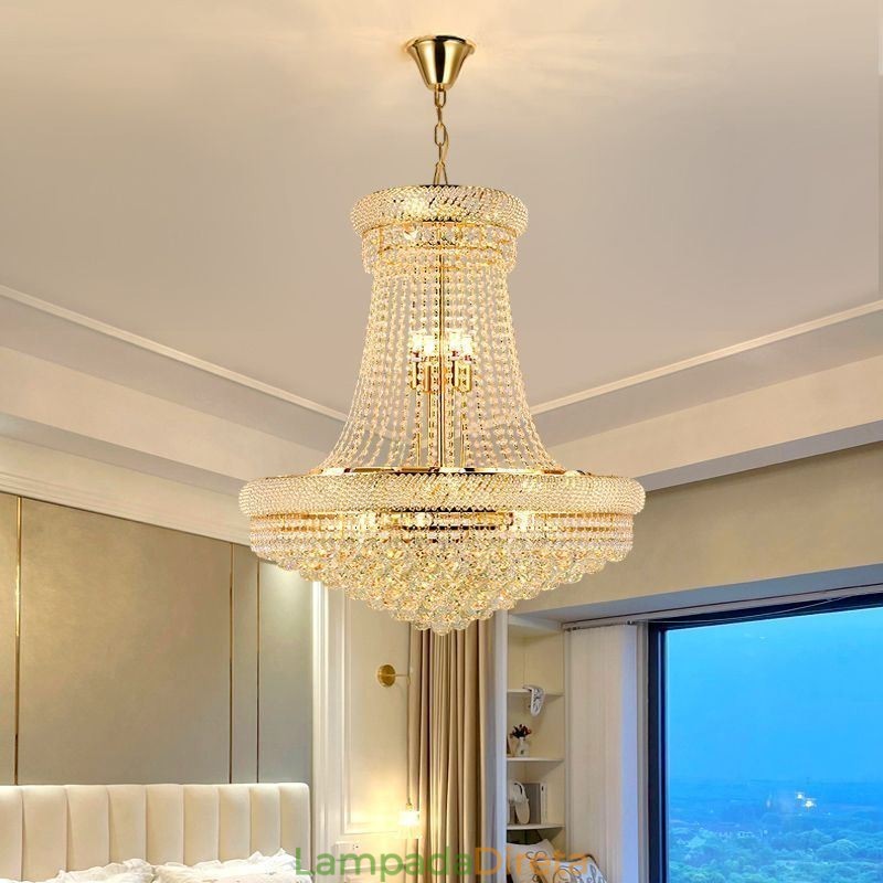 Luminária pendente de cristal moderna, luminária decorativa duplex para teto