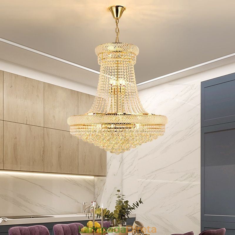 Luminária pendente de cristal moderna, luminária decorativa duplex para teto