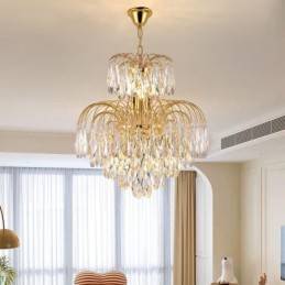 Luminária pendente de cristal contemporânea duplex decorativa para teto