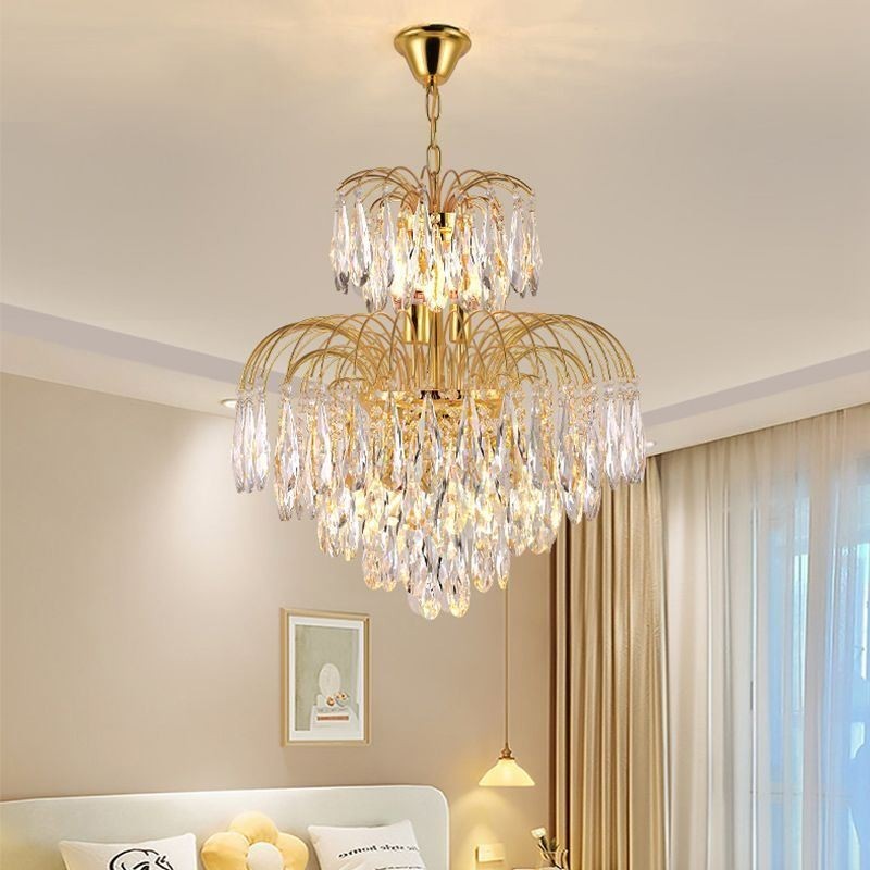 Luminária pendente de cristal contemporânea duplex decorativa para teto