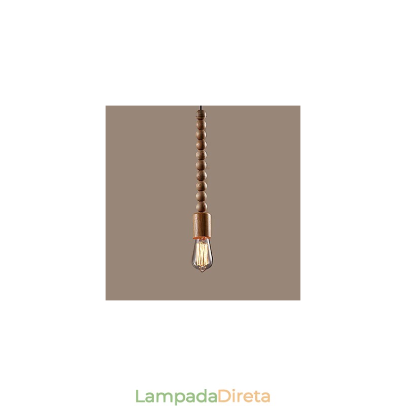 Lustre Mini Estilo Tradicional Clássico Madeira Bambu