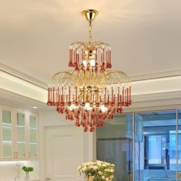 Luminária pendente de cristal elegante luz de teto decorativa duplex